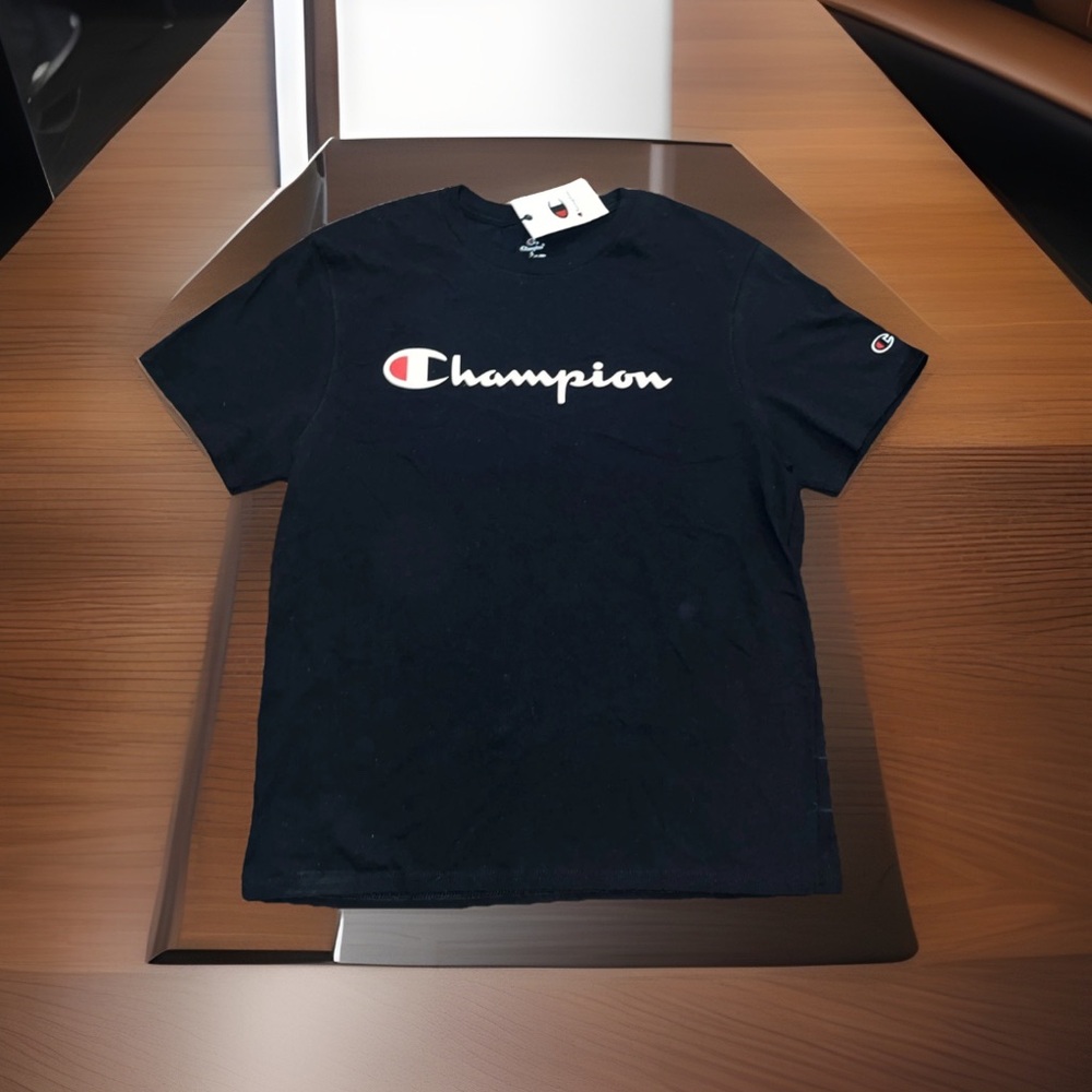 Champion Black Classic Tee W/ Logo Short Sleeve Shirt NWT